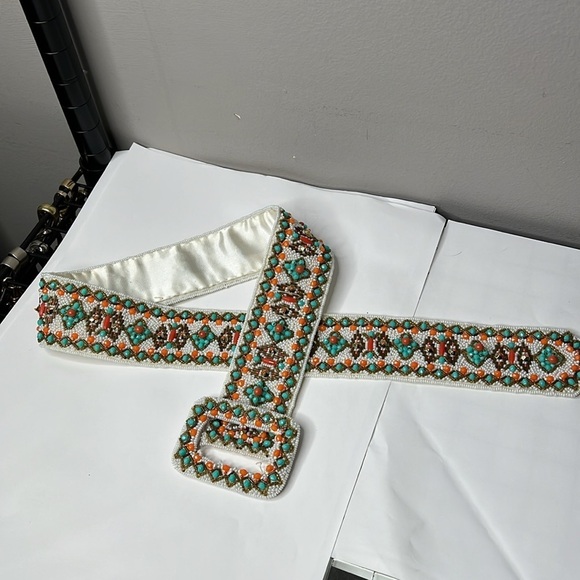 Elsie Tu Hong Kong Sz M Soft Wool Beaded Fully Lined Cardigan Sweater with Belt - Picture 8 of 14